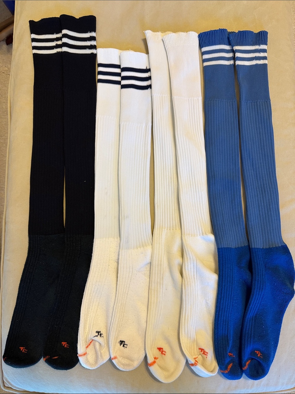 Unisex Soccer Knee-High Socks - Black, White & Blue